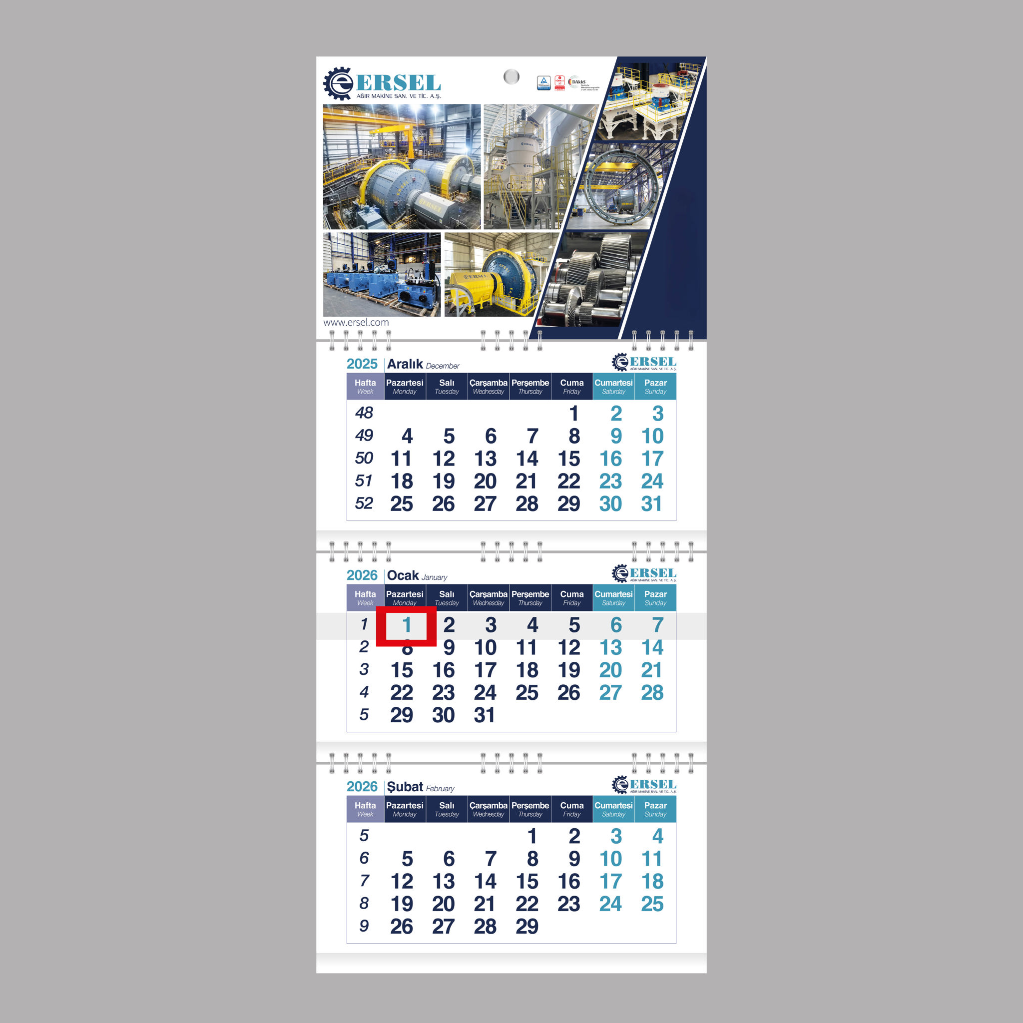 GMC-300 -  3 Parça Spiral Özel Gemici Takvimi Bristol Sıvama